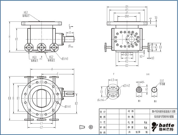 ZB-F gear melt pump for chemical reactor drawing